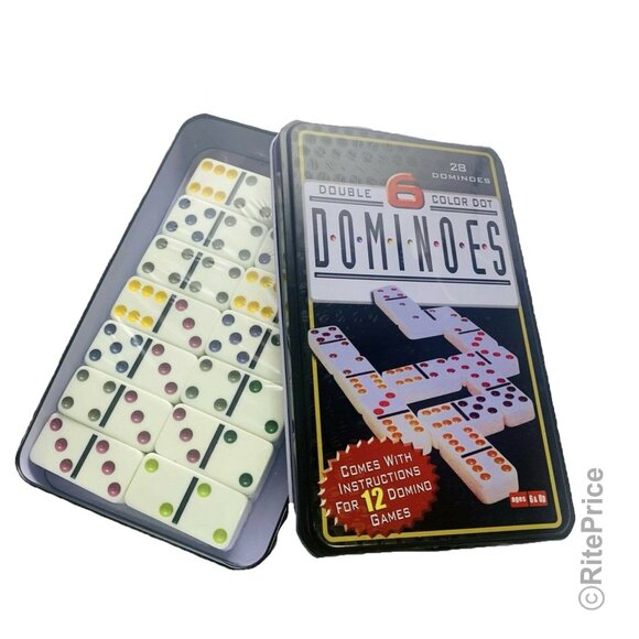 Double Six Color Dot Dominoes Set Classic Games SET of 28 Cardinal Games(1 Pack) - Picture 8 of 8